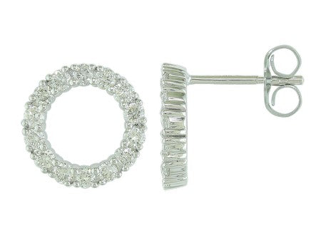 0.86Ctw Diamond 14K White Gold Open Circle Stud Earrings