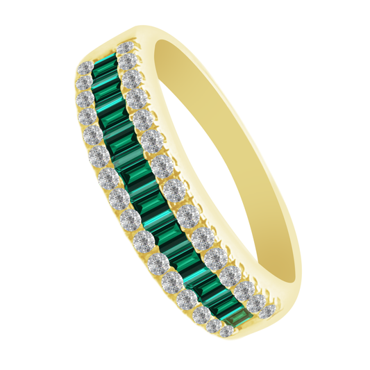 0.49 Emsq 0.30 Dird 14K Yellow Gold Emerald & Dia Ring Size 7 2.7Dwt