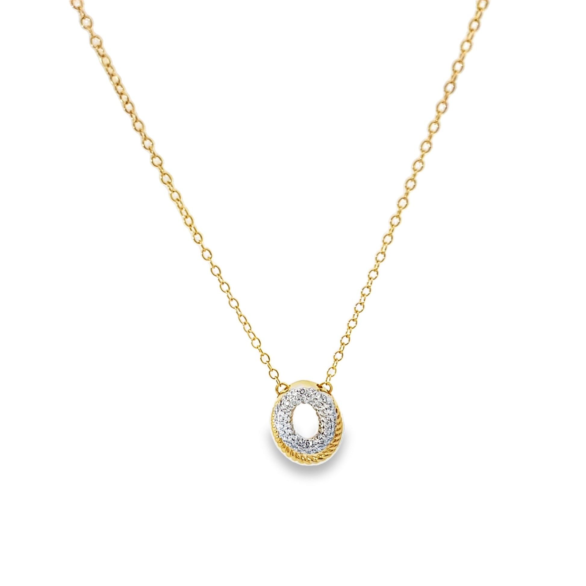 0.16Ctw 14K Yellow Gold Diamond Necklace 18In 1.2Dwt