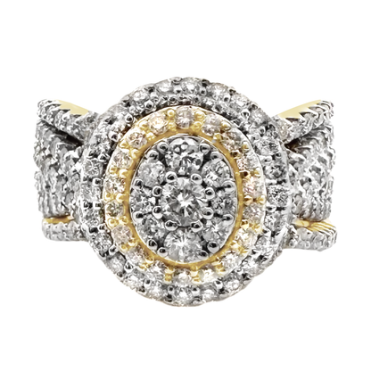1.95Ctw 14K Yellow Gold Diamond Bridal Trio Set Ring Size 7 6.7Dwt