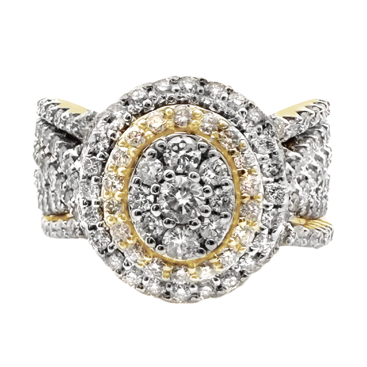 1.95Ctw 14K Yellow Gold Diamond Bridal Trio Set Ring Size 7 6.7Dwt