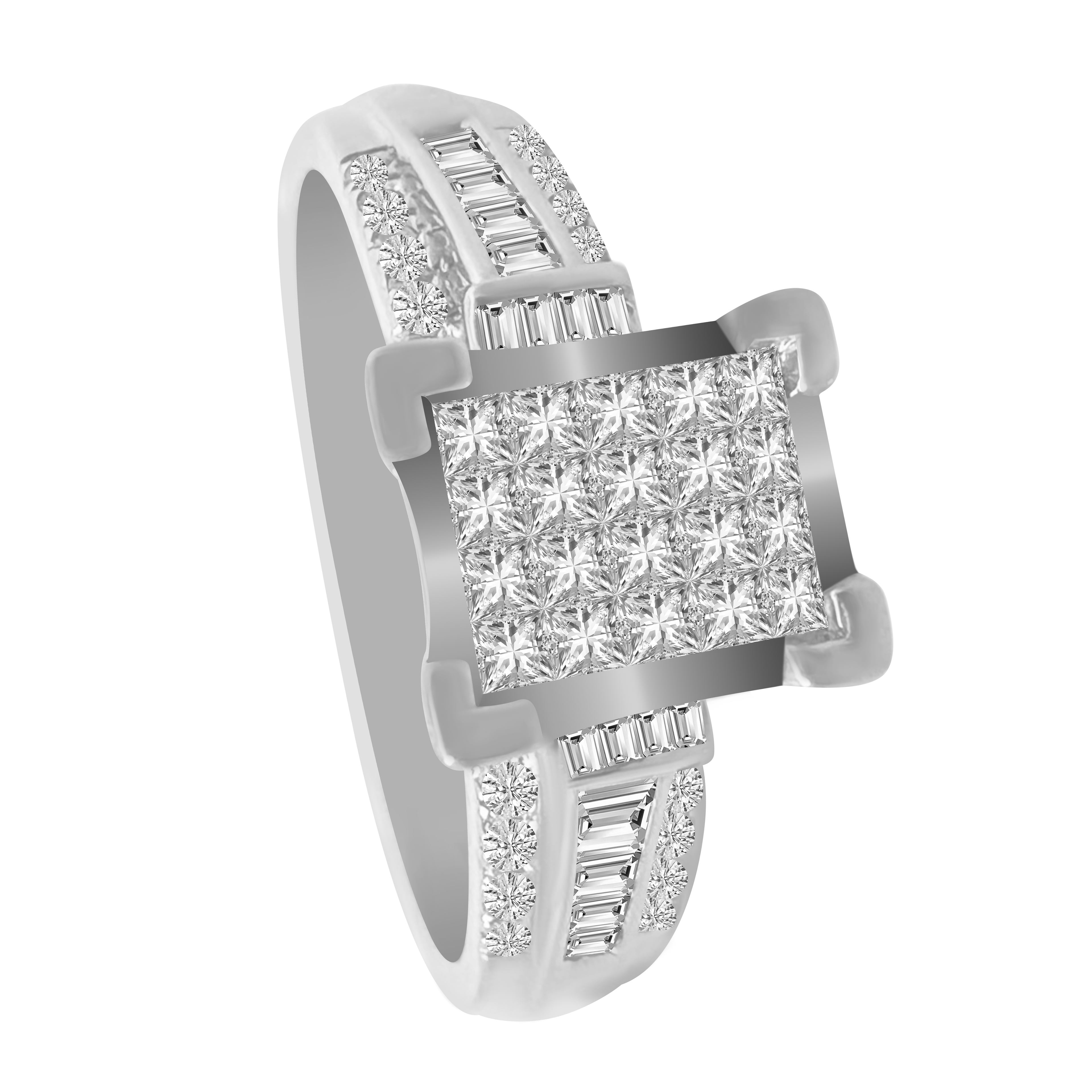 0.50Ctw 10K White Gold Diamond Engagement Ring Size 7 1.9Dwt