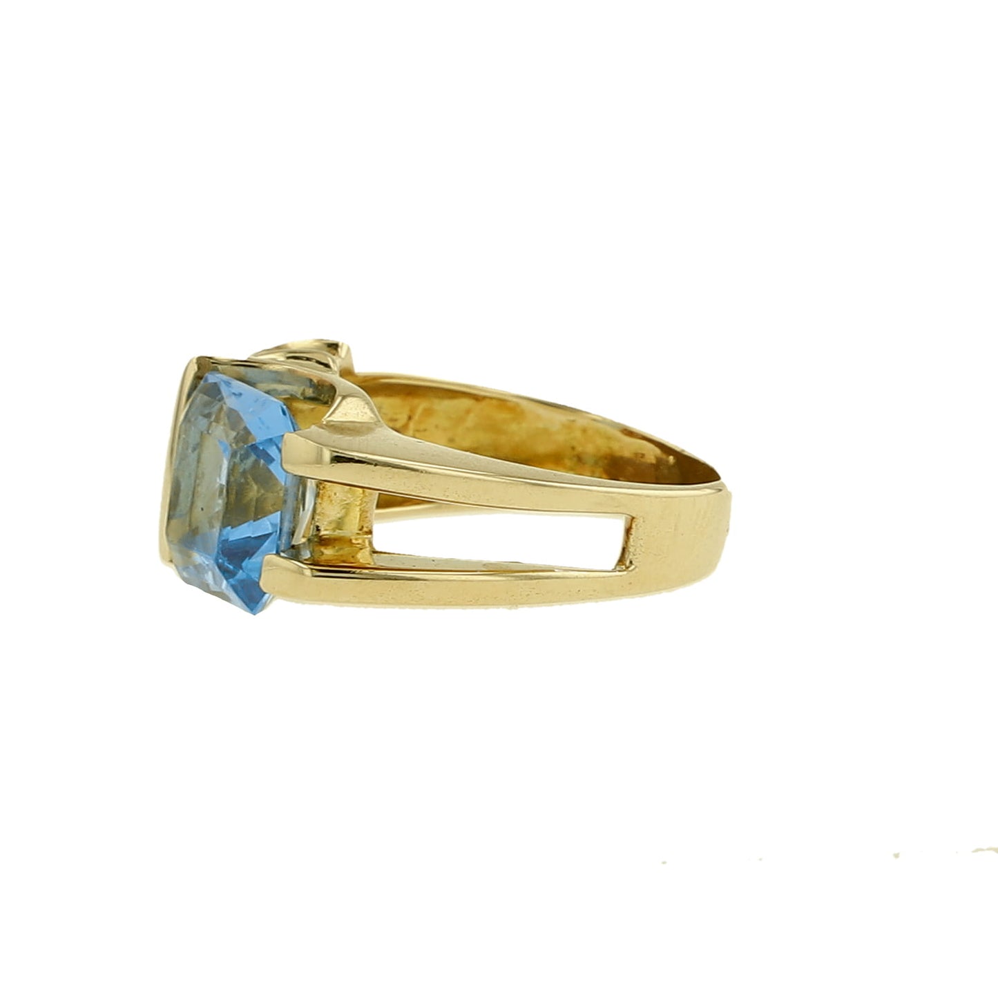 14K Yellow Gold Light Blue Topaz & Diamond Fashion Ring Size 7 5.7Dwt