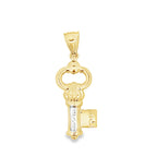 14K Yellow Gold Two Tone Skeleton Key Charm  1.3Dwt