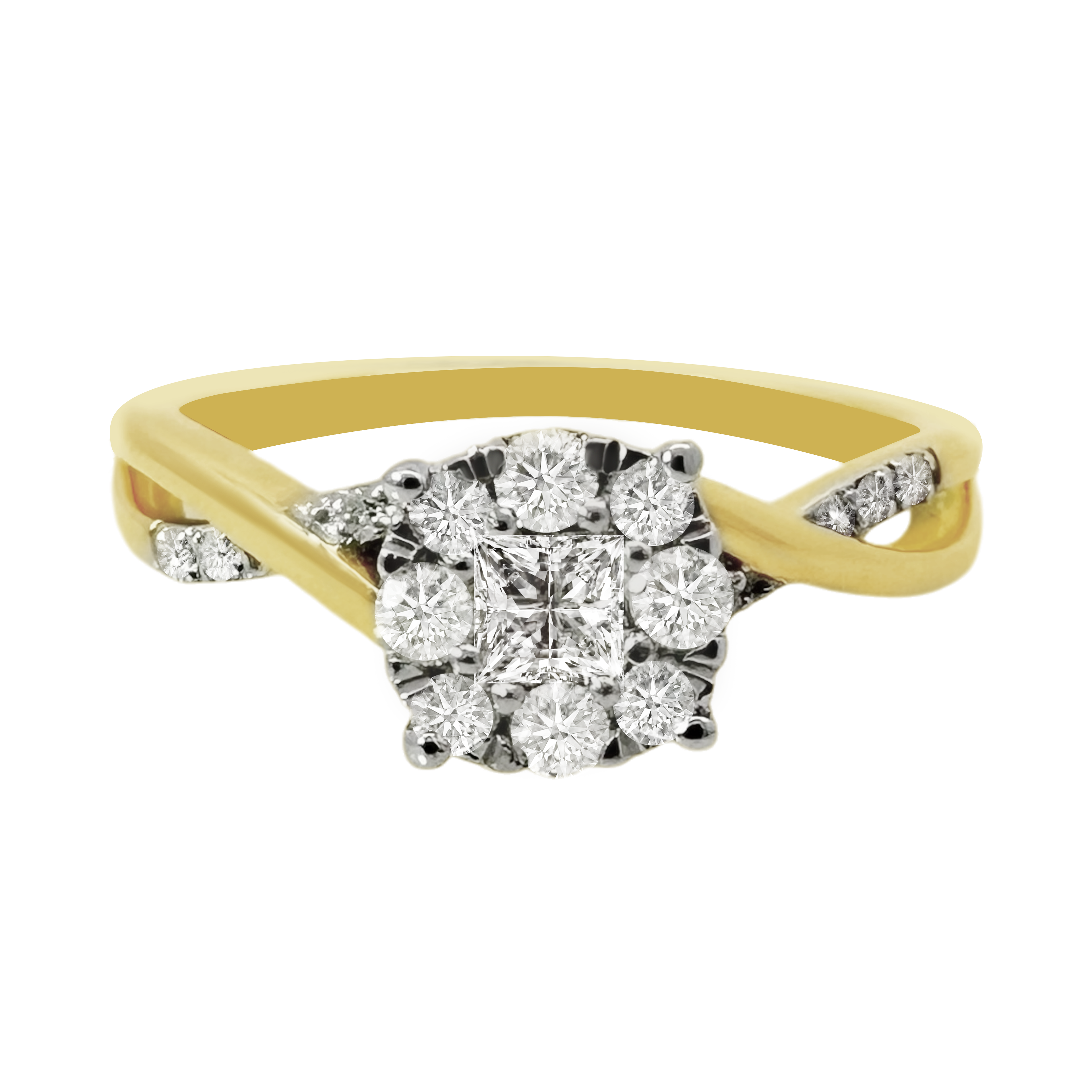 0.30Ctw 10K Yellow Gold Diamond Engagement Rings Size 7 1.6Dwt