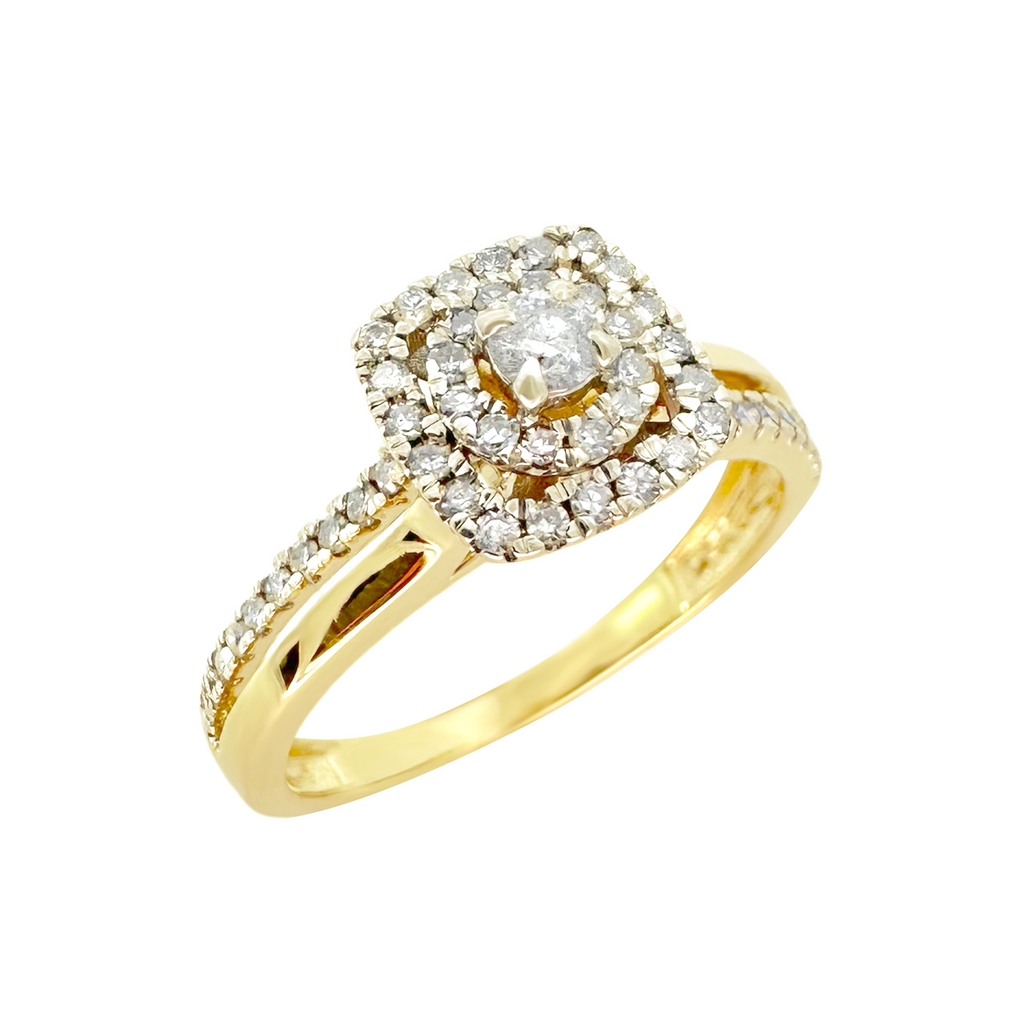 0.40Ctw 10K Yellow Gold Diamond Engagement Ring Size 7 1.6Dwt