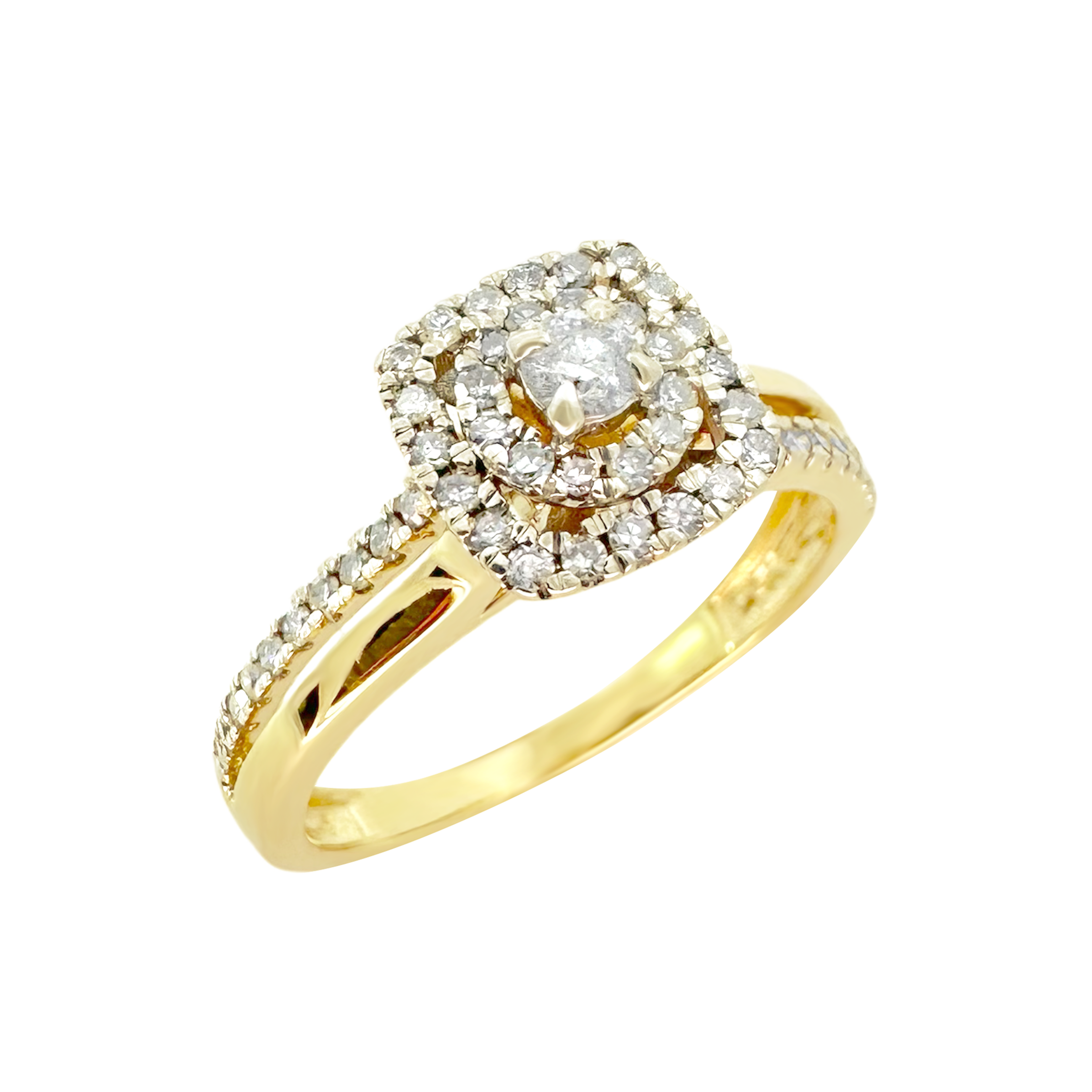 0.40Ctw 10K Yellow Gold Diamond Engagement Ring Size 7 1.6Dwt