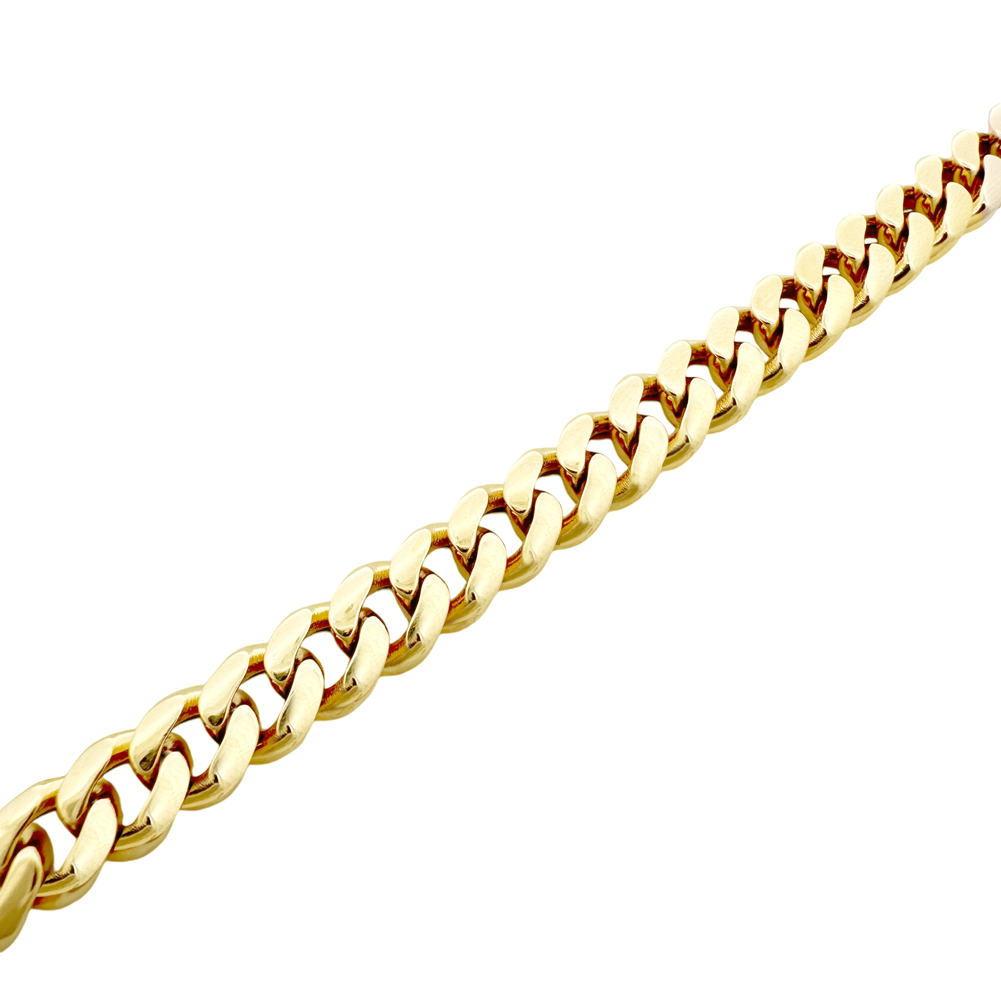 14K Yellow Gold T-Bar Clasp Cuban Link Bracelet 6.5Mm 7.5Mm 7.1Dwt