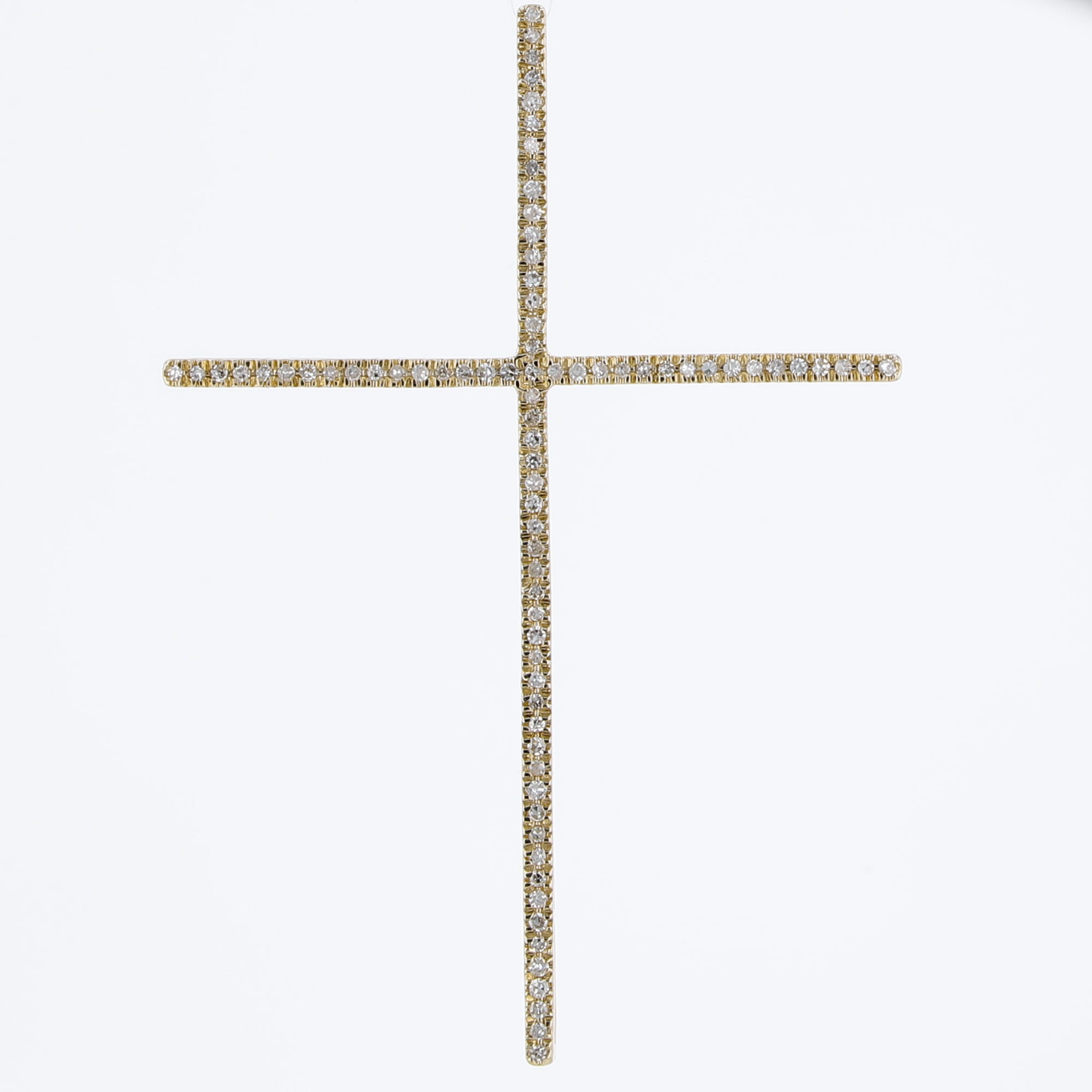 0.20Ct 14K Yellow Gold Diamond Large Cross Pendant 1.8Dwt