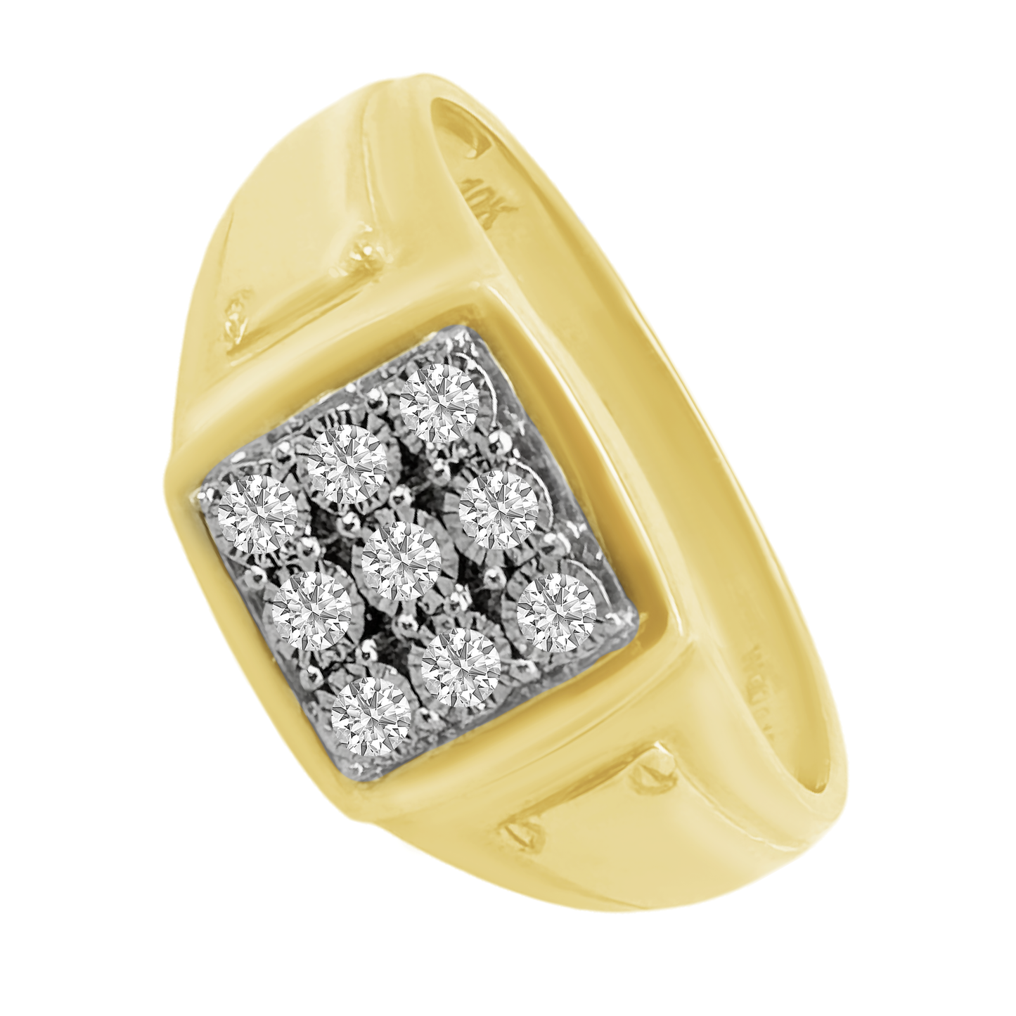 0.15Ct Yellow Gold  Mens Diamond Fashion Rings Size 10 2.2Dwt