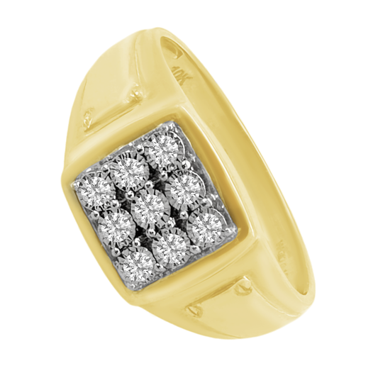 0.15Ct Yellow Gold  Mens Diamond Fashion Rings Size 10 2.2Dwt