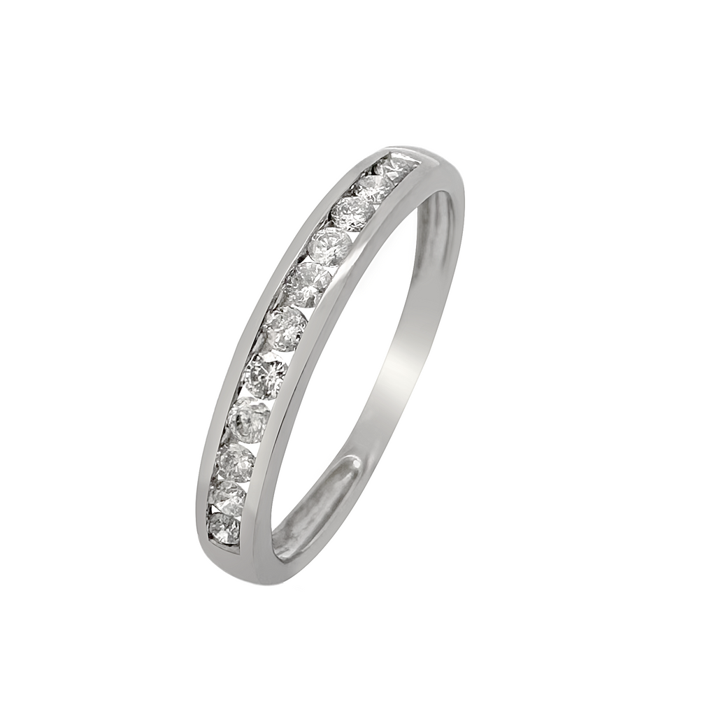 10K White Gold Diamond Wedding Band Size 7 1.0Dwt