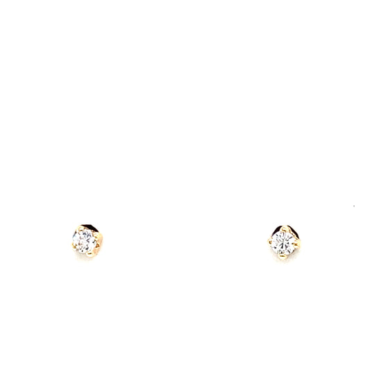 14K Yellow Gold Small Baby Cz Stud Earrings