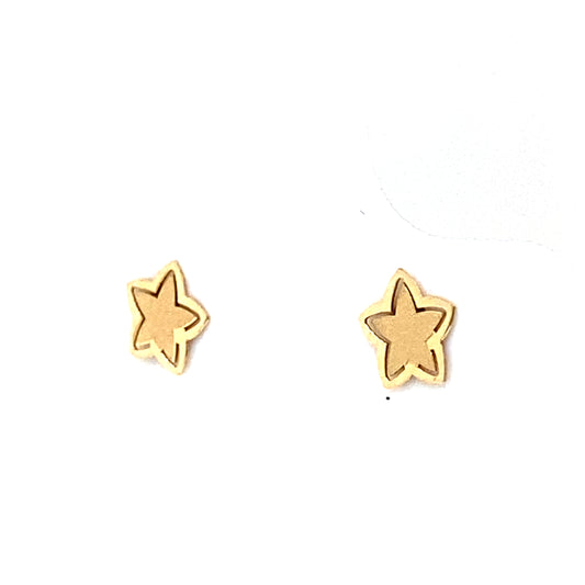 14K Yellow Gold Baby Satin Star Stud Earrings