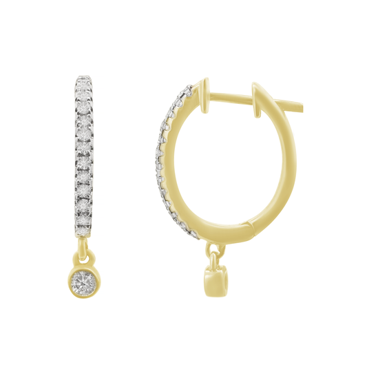 0.25Ctw 10K Yellow Gold Diamond Hoop Earrings