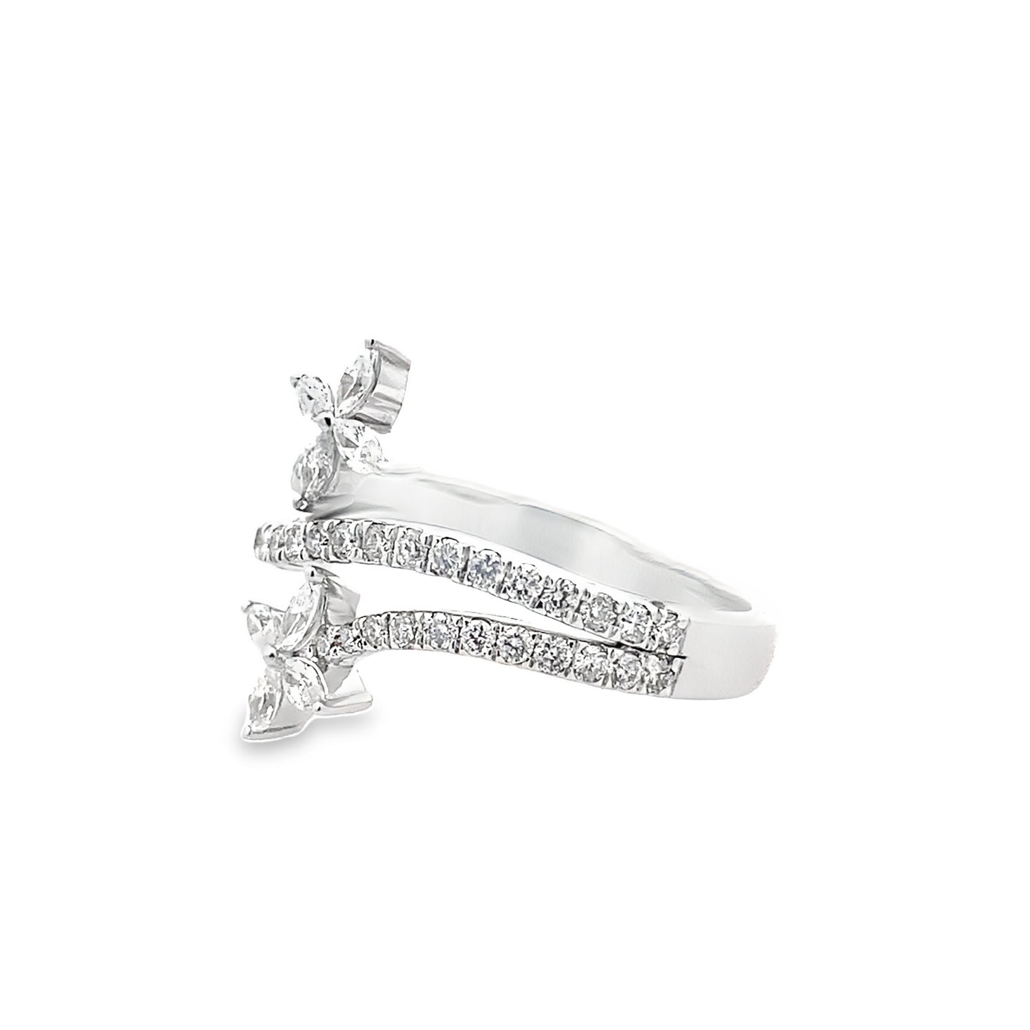 0.75Ctw 14K White Gold Diamond Flower Fashion Ring Size 7 2.9Dwt