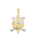 14K Two Tone Gold Turtle Style Pendant 3.2Dwt