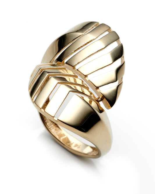 14K Yellow Gold Ladies Leaf Ring Size 8 2.9Dwt