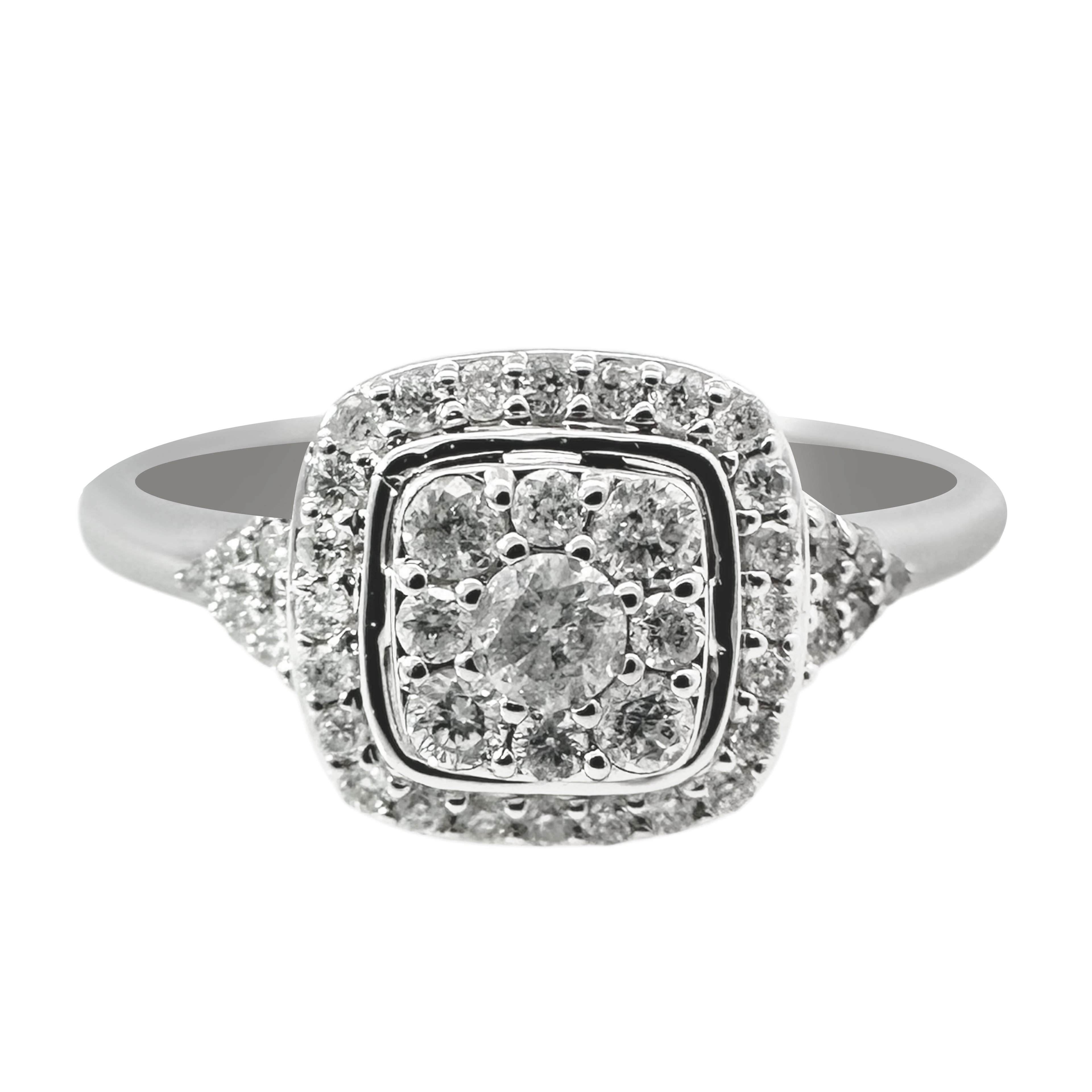 0.33Ctw 10K White  Gold Diamond Engagement Rings Size 7 1.7Dwt
