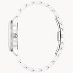 Bulova Ladies’ Whatch White Ceramic And Silver-Tone Stainless Steel(98P222)