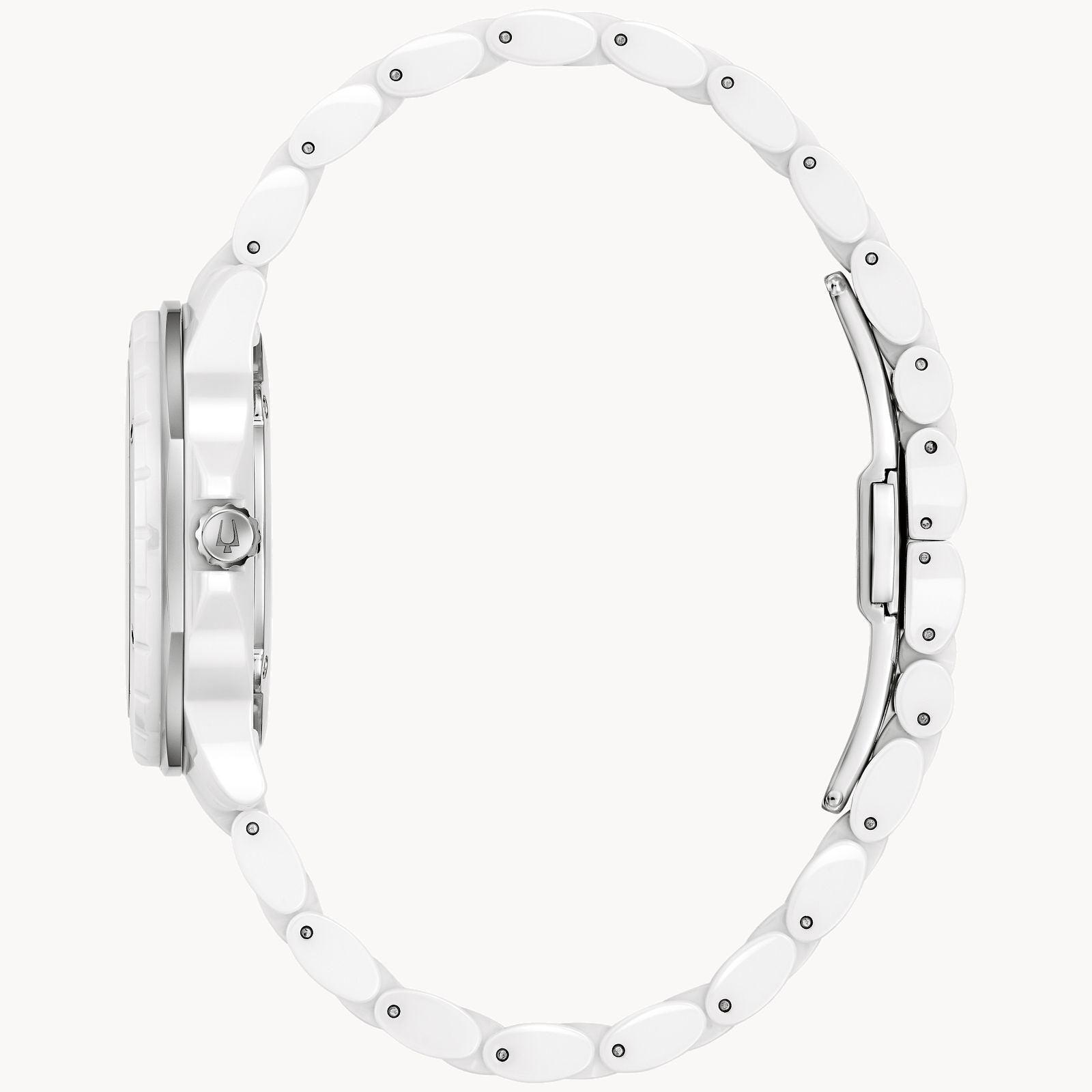 Bulova Ladies’ Whatch White Ceramic And Silver-Tone Stainless Steel(98P222)