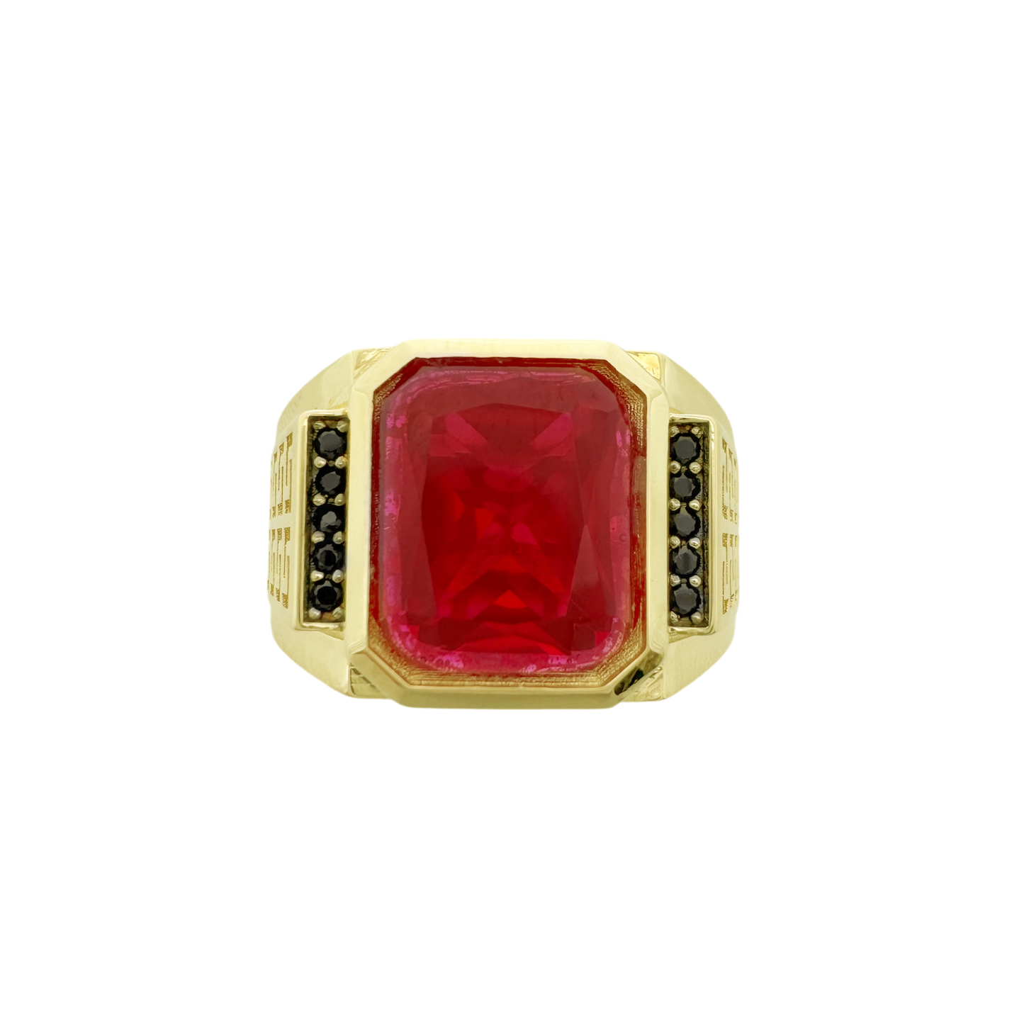 10K Yellow Gold Mens Red Stone Ring Size 13 4.4Dwt
