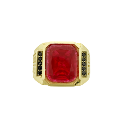 10K Yellow Gold Mens Red Stone Ring Size 13 4.4Dwt