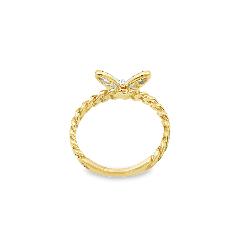 0.25Ct 14K Yellow Gold Diamond Butterfly Ring Size 7 1.7Dwt