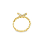 0.25Ct 14K Yellow Gold Diamond Butterfly Ring Size 7 1.7Dwt