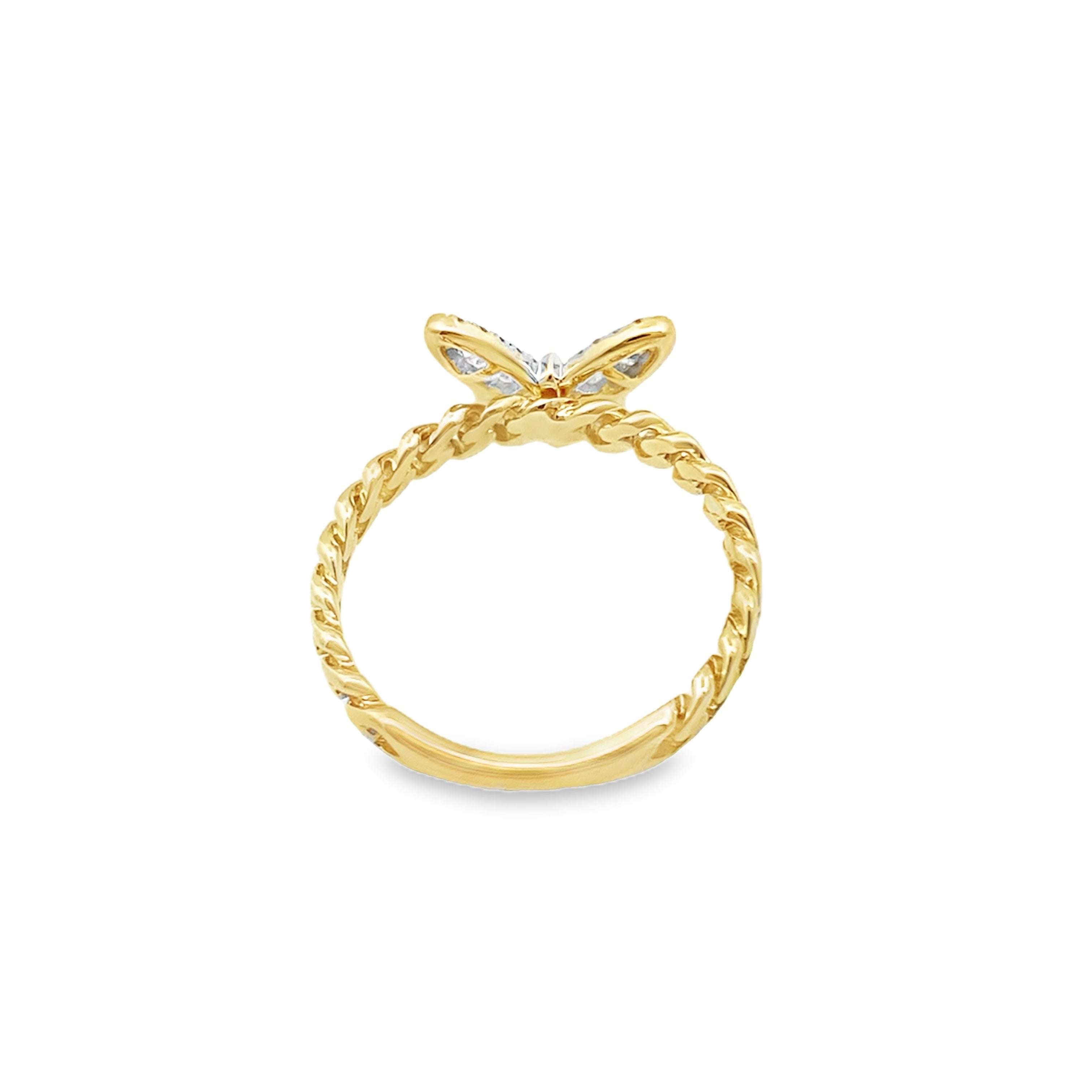 0.25Ct 14K Yellow Gold Diamond Butterfly Ring Size 7 1.7Dwt