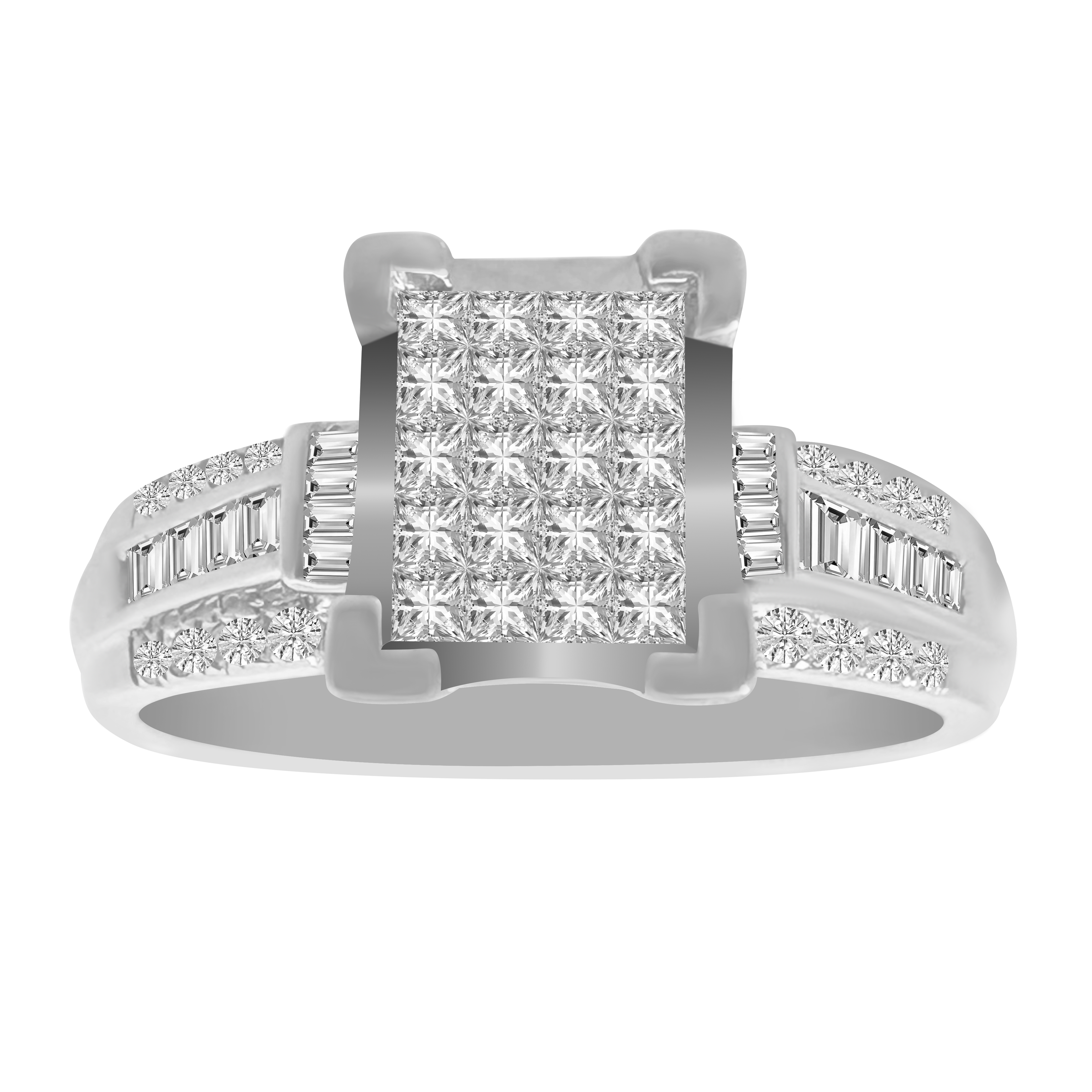 0.50Ctw 10K White Gold Diamond Engagement Ring Size 7 1.9Dwt