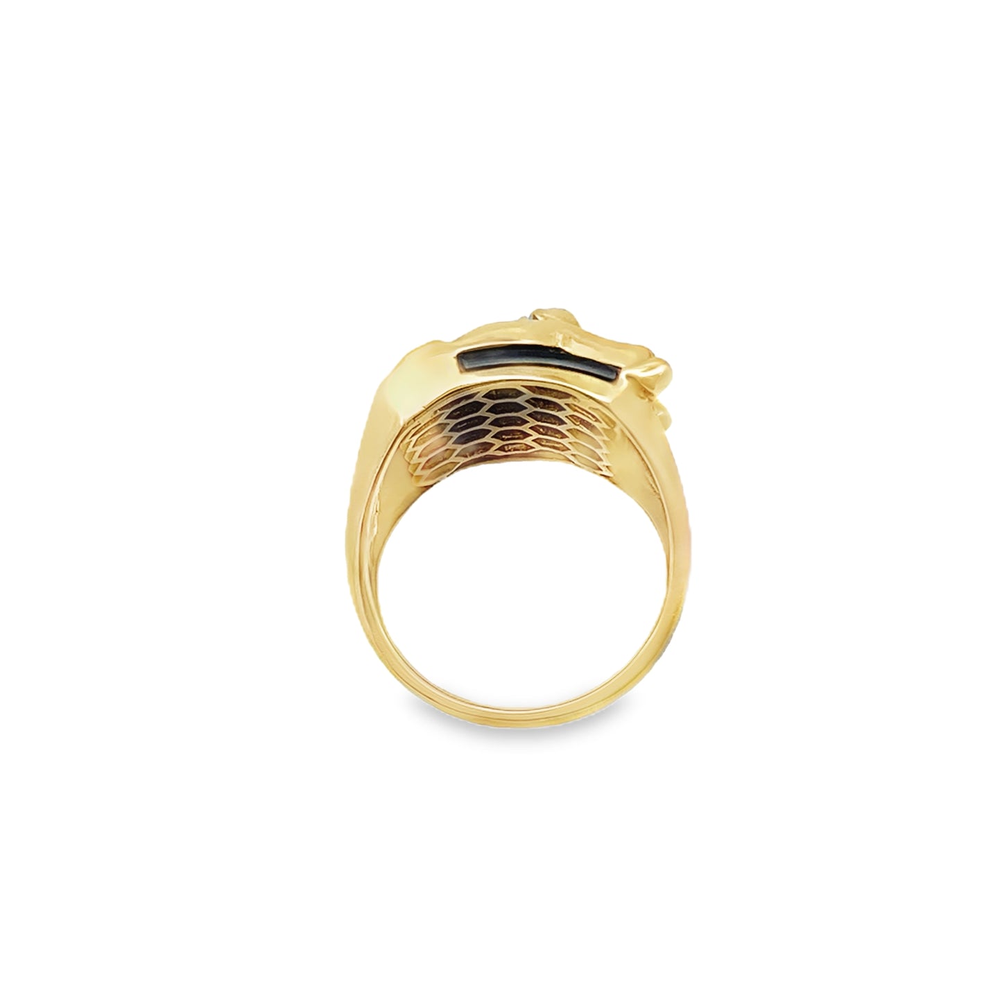 10K Two Tone Gold Horse W/Cz Fashion Mens Ring Size 11 6.9Dwt