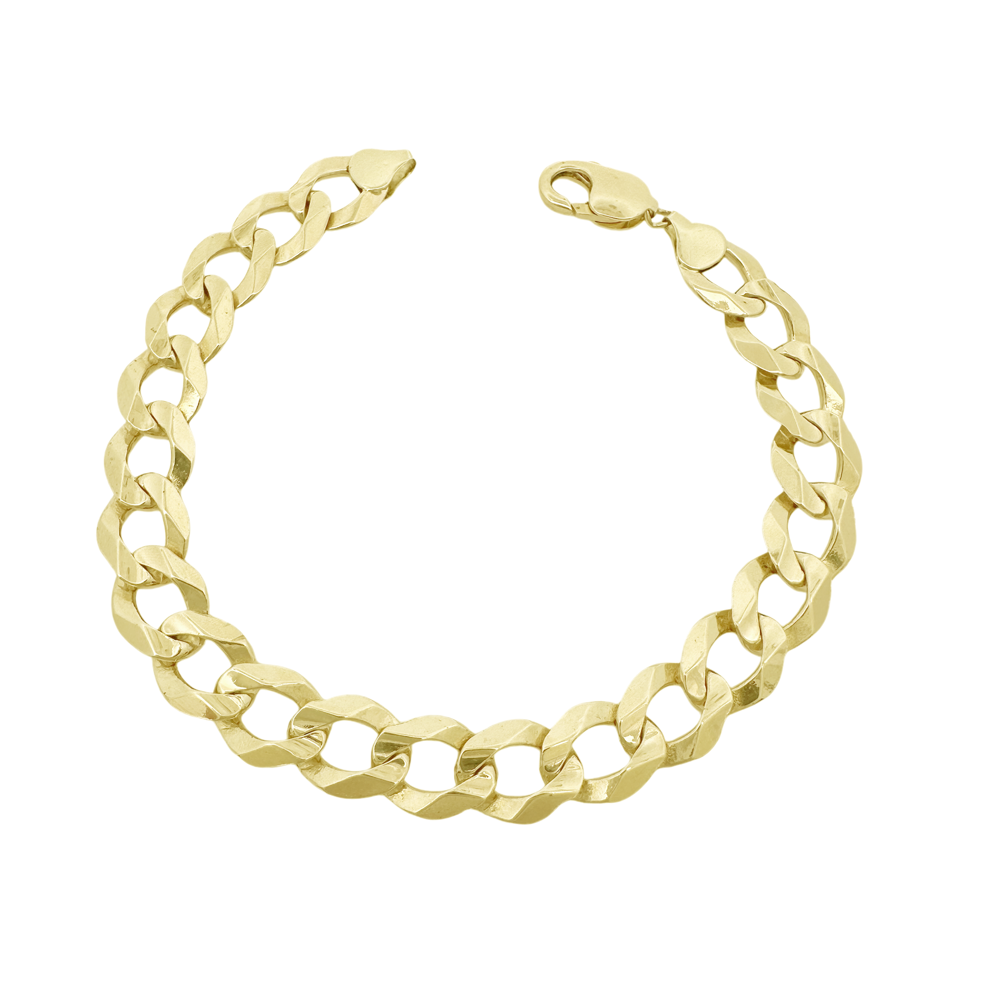 14K Yellow Gold Italian Curb Link Bracelet 11Mm 9In 19.1Dwt