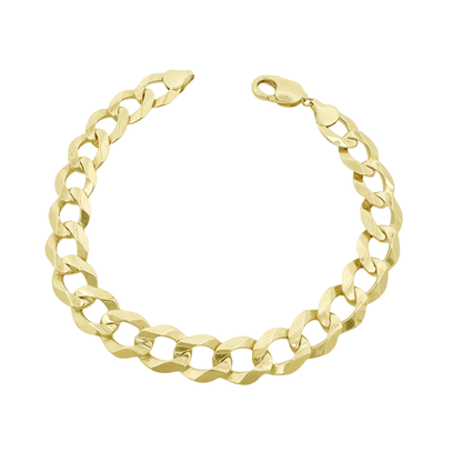 14K Yellow Gold Italian Curb Link Bracelet 11Mm 9In 19.1Dwt