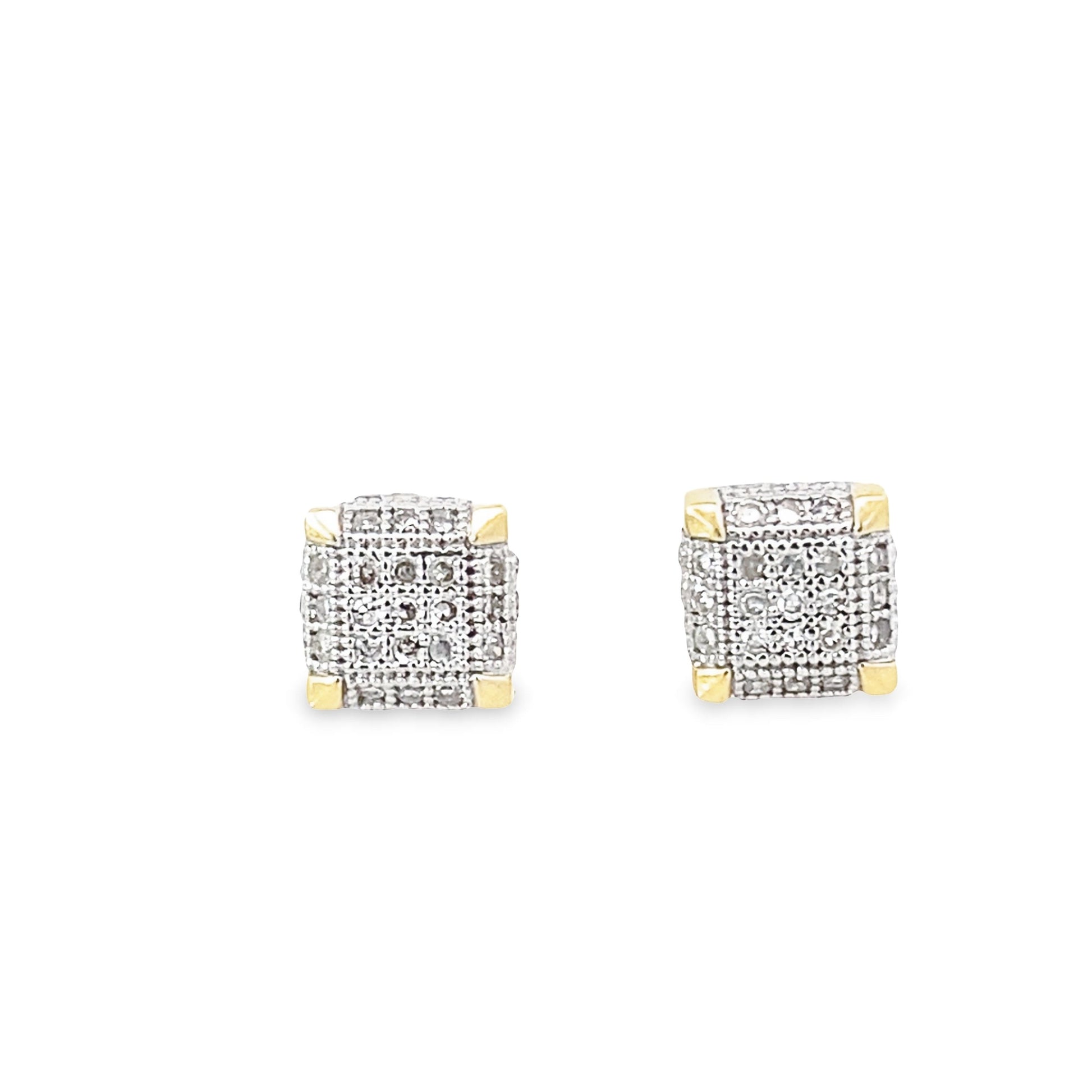 0.20Ctw 10K Yellow Gold Square Stud Earrings