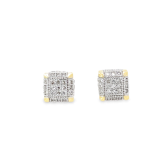 0.20Ctw 10K Yellow Gold Square Stud Earrings