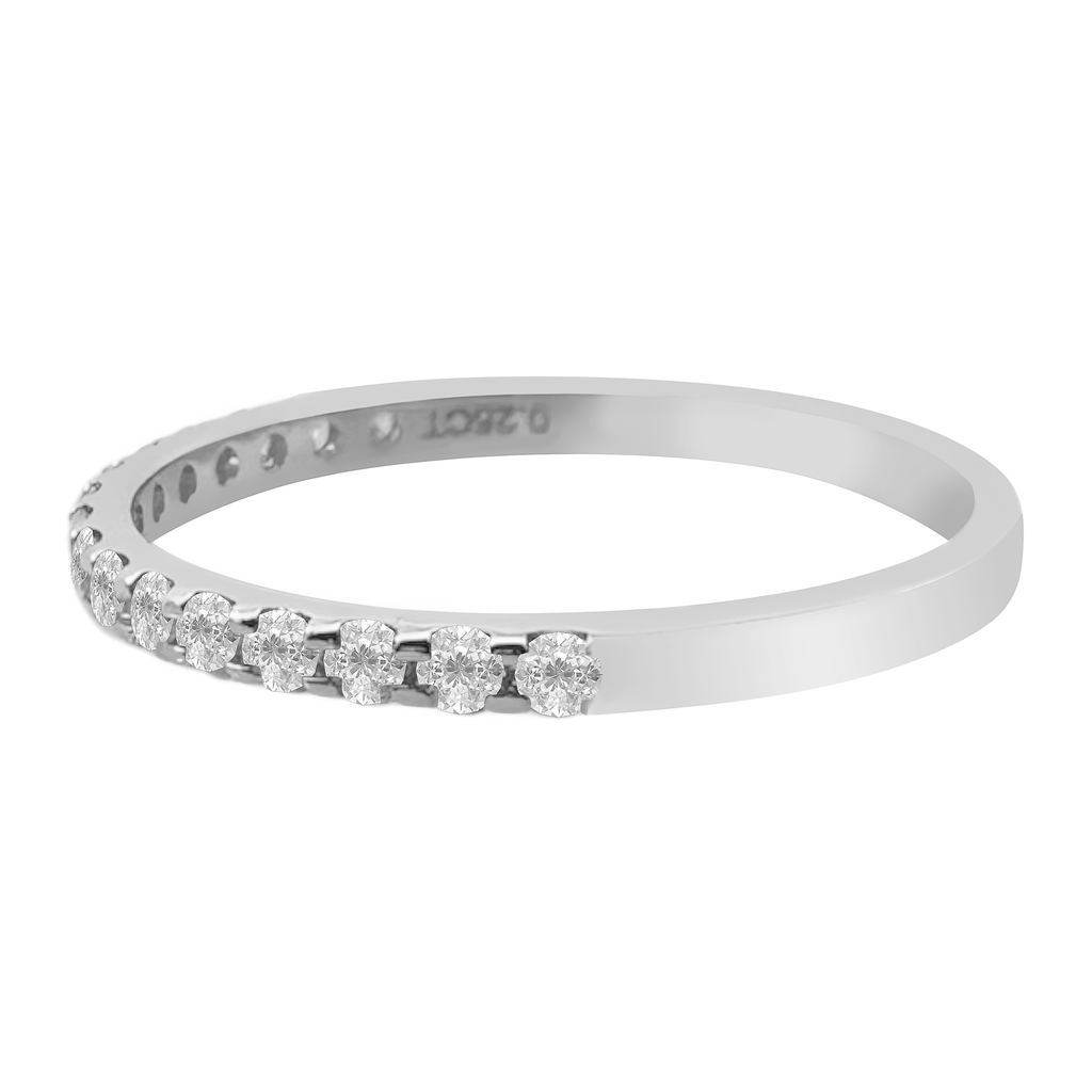 0.25Ctw 14K White Gold Diamond Wedding Band Size 7  0.7Dwt