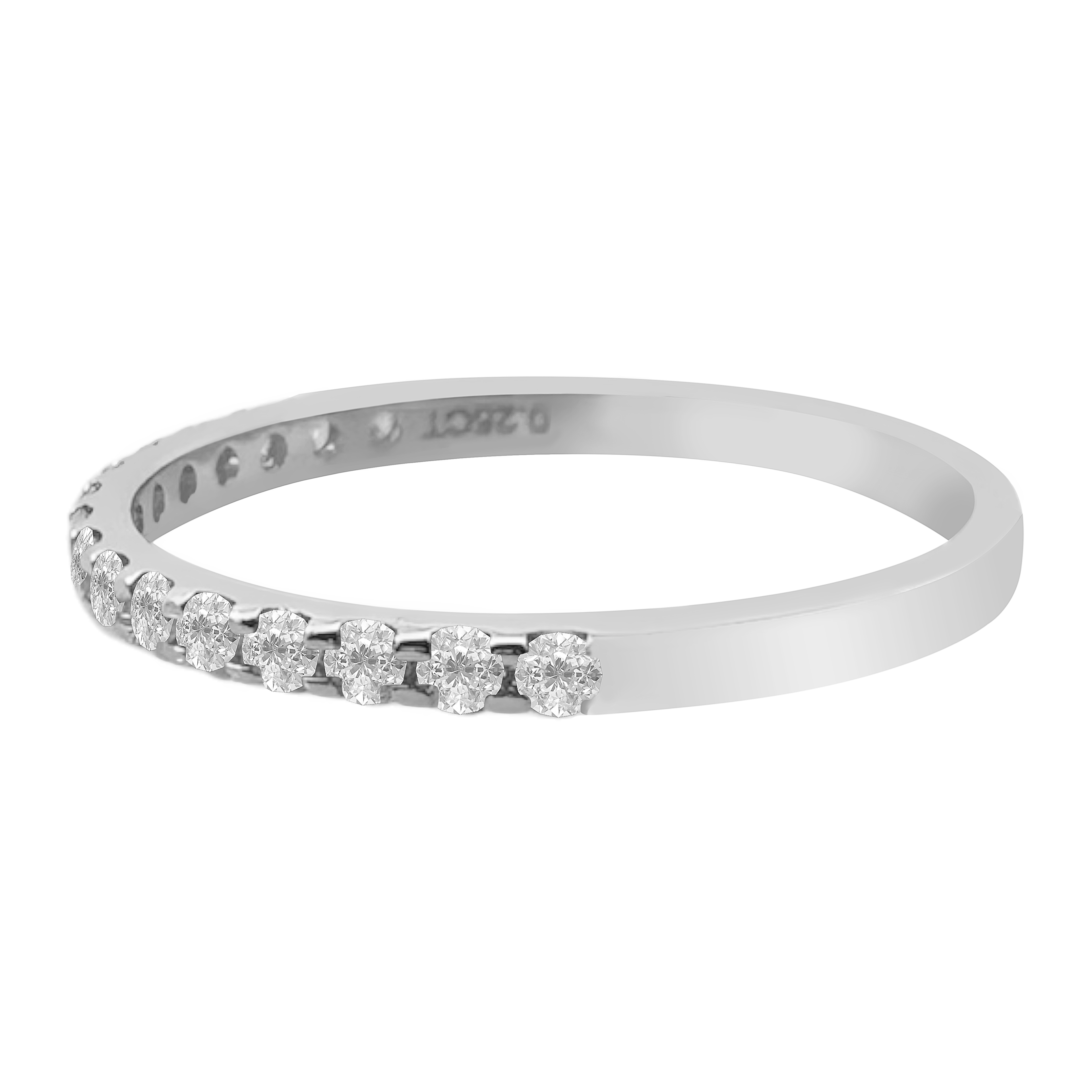 0.25Ctw 14K White Gold Diamond Wedding Band Size 7  0.7Dwt