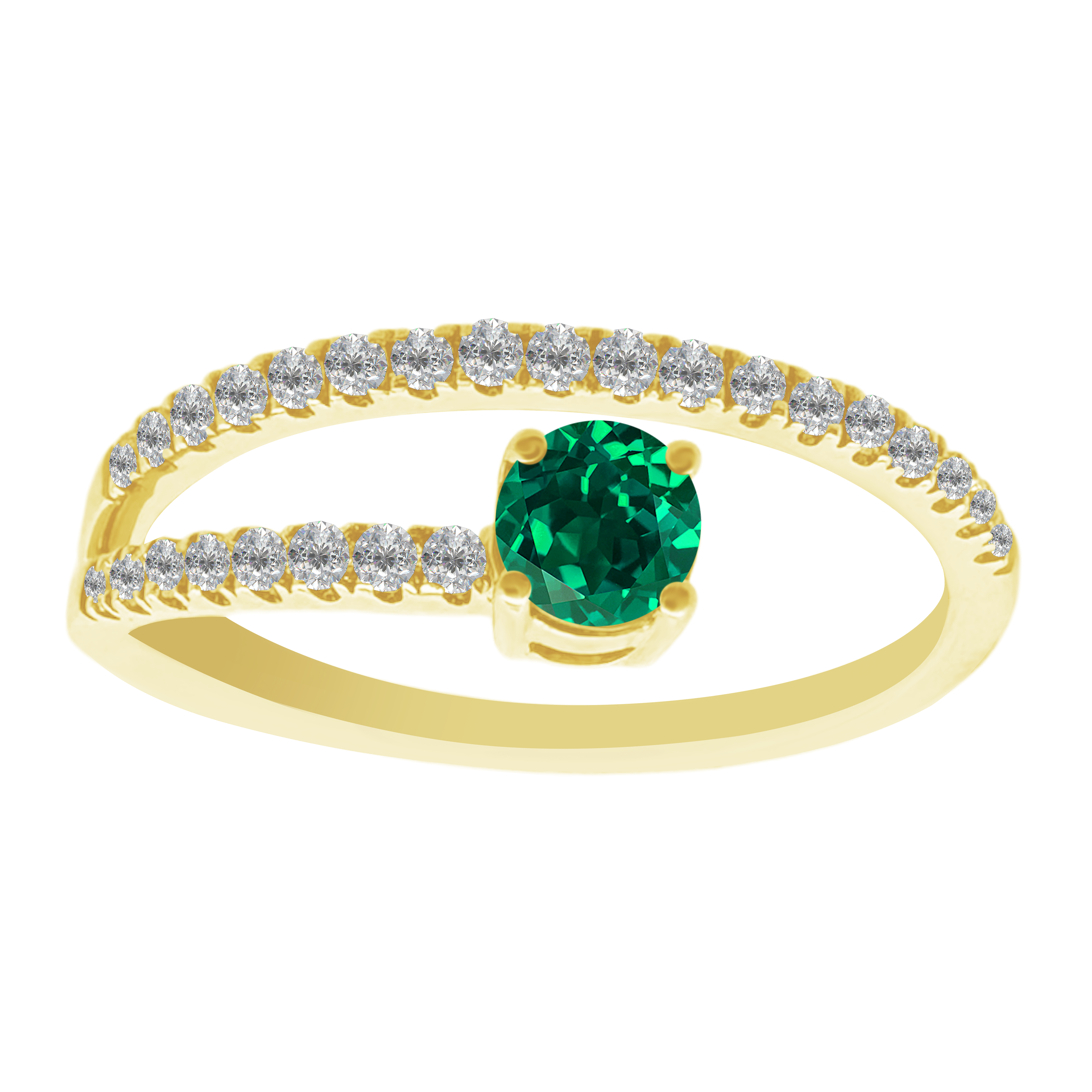 0.23Emrd 0.19 Dird 14K Yellow Gold Emerald & Dia Ring Size 7 1.3Dwt