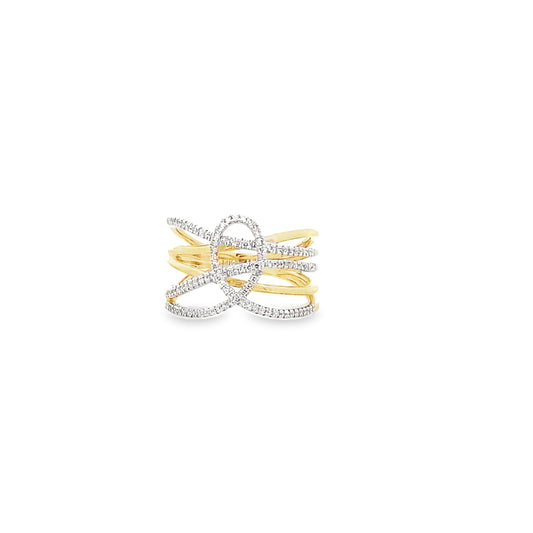 0.33Ctw 14K Yellow Gold Diamond Fashion Ring Size 7 3.0Dwt