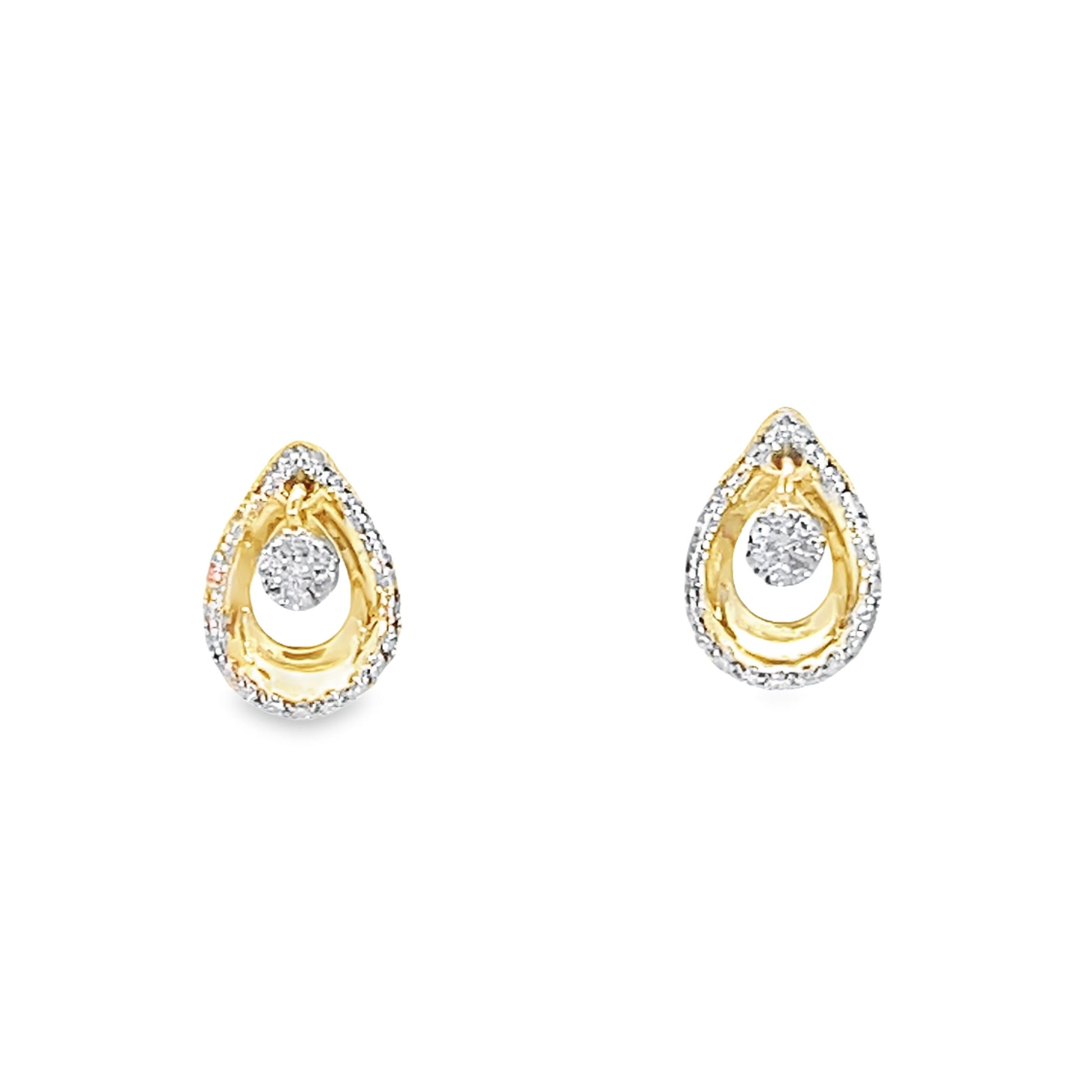 0.15Ctw 10K Yellow Gold Diamond Pear Shaped Stud Earrings