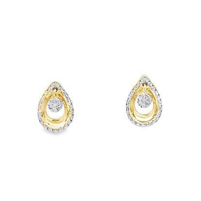 0.15Ctw 10K Yellow Gold Diamond Pear Shaped Stud Earrings