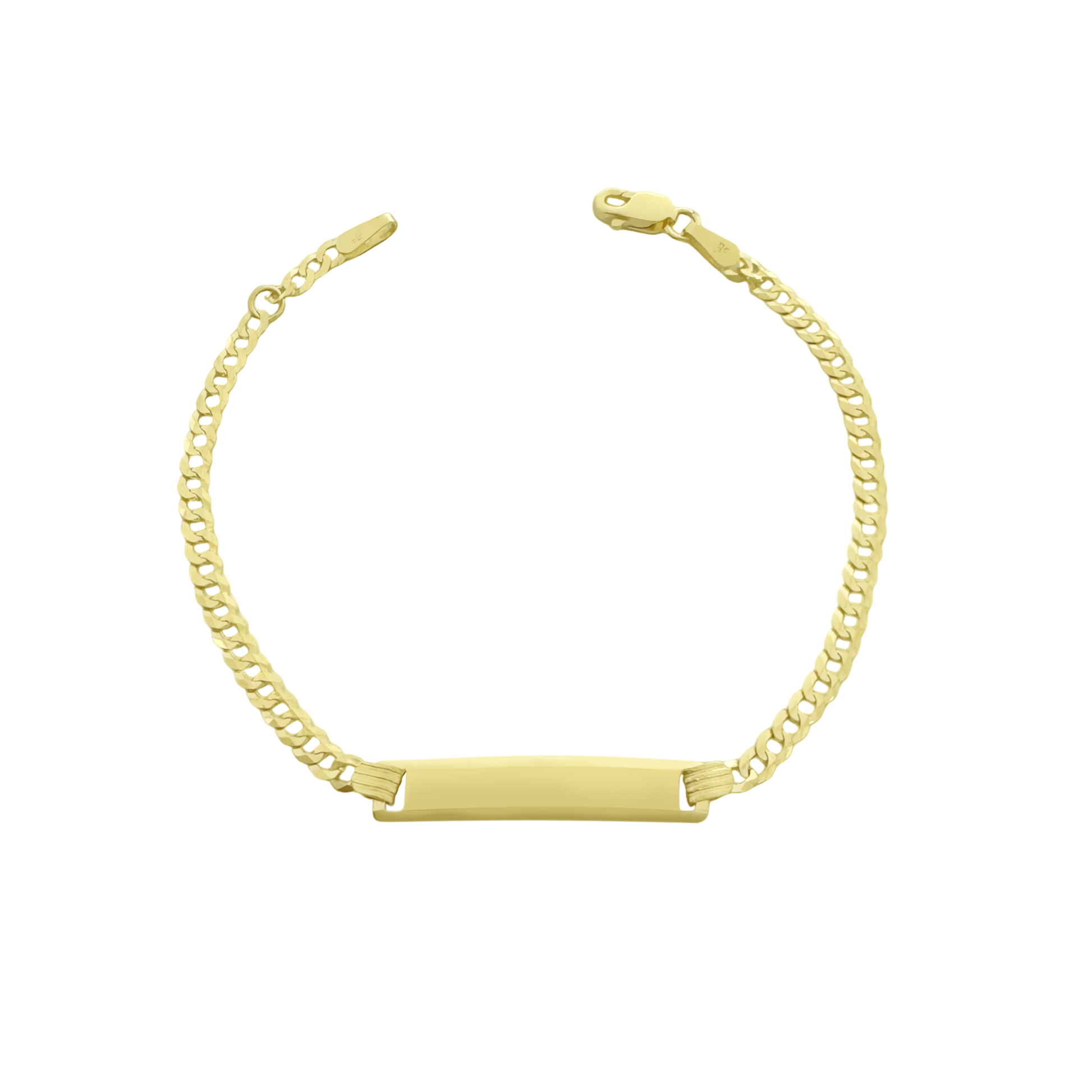 14K Yellow Gold Baby Italian Curb Link ID Bracelet 4Mm 6In 1