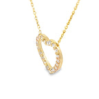 14K Yellow Gold Cz Heart Pendant Necklace 18In