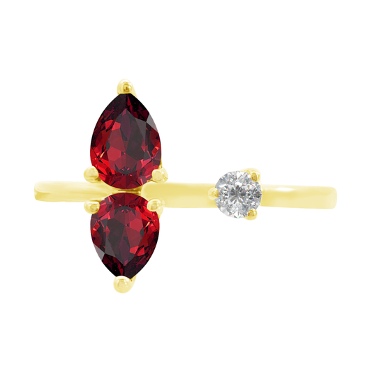 0.06Ct Dia 0.69Ct Ru 14K Yellow Gold Dia & Ruby Fashion Ring Size 7 1.3Dwt