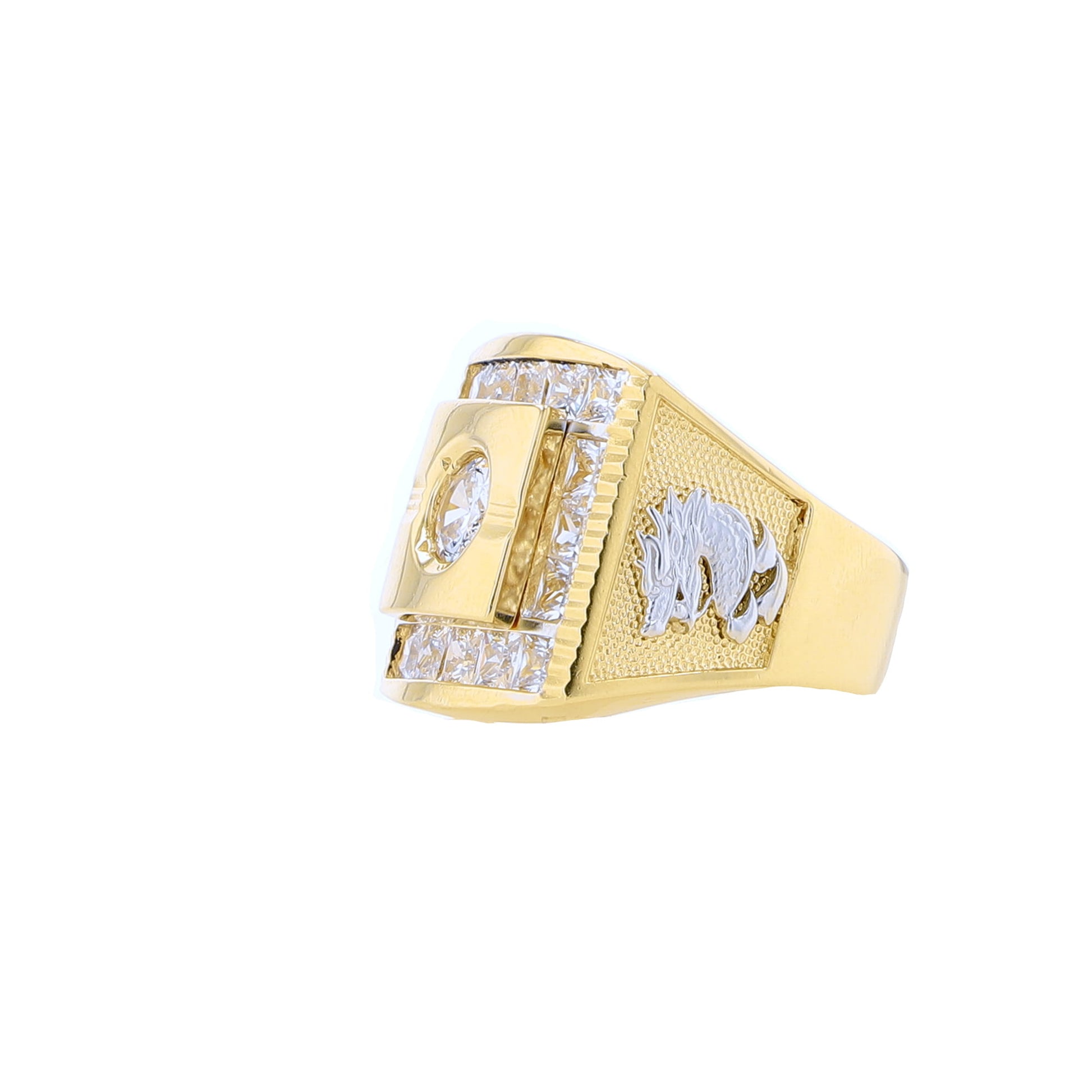 14K Two Tone Gold Cz Fashion Ring Mens Size 11 10.8Dwt