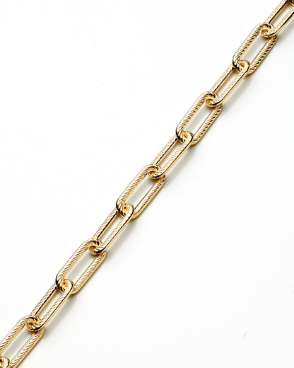 14K Yellow Gold Fancy Paper Clip Style Link Bracelet 6Mm 7.5In 4.1Dwt