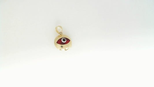 14K Yellow Gold Red Evil Eye Pendant 1.2Dwt