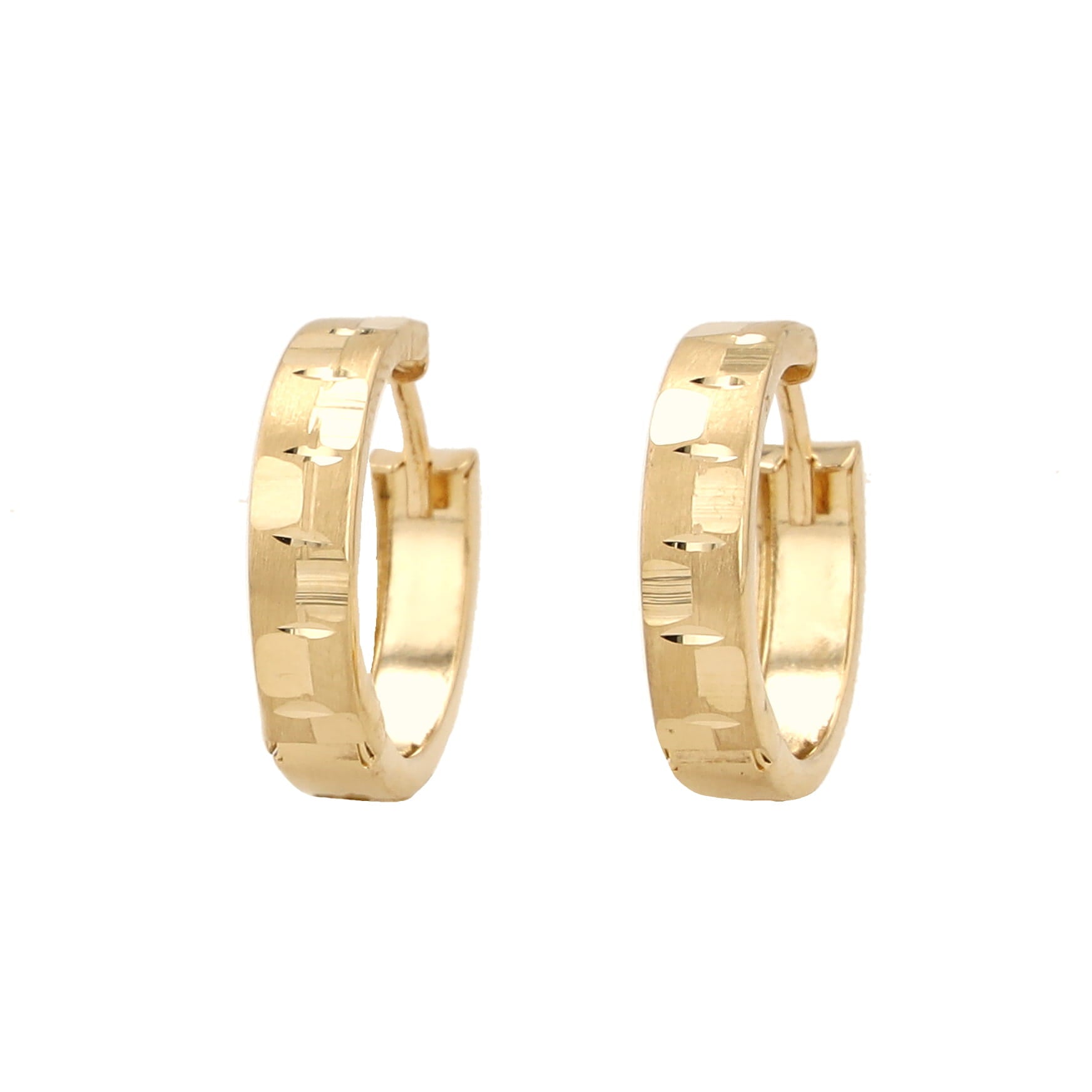 14K Yellow Gold Faceted Hoop Earrings 1.5Dwt