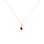 0.04Ct Dia 0.46Ct Ru 14K Yellow Gold Ruby Pendant Necklace 18In 1.0Dwt